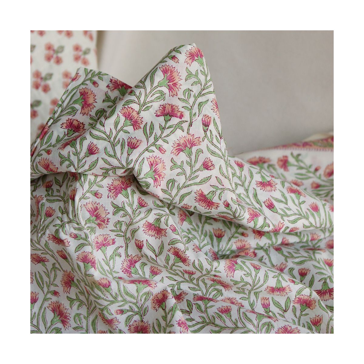 Jasmin - Tissu indien en coton imprimé main Hand Block Artisanal Jasmin - Tissu indien en coton imprimé main Hand Block Artisanal