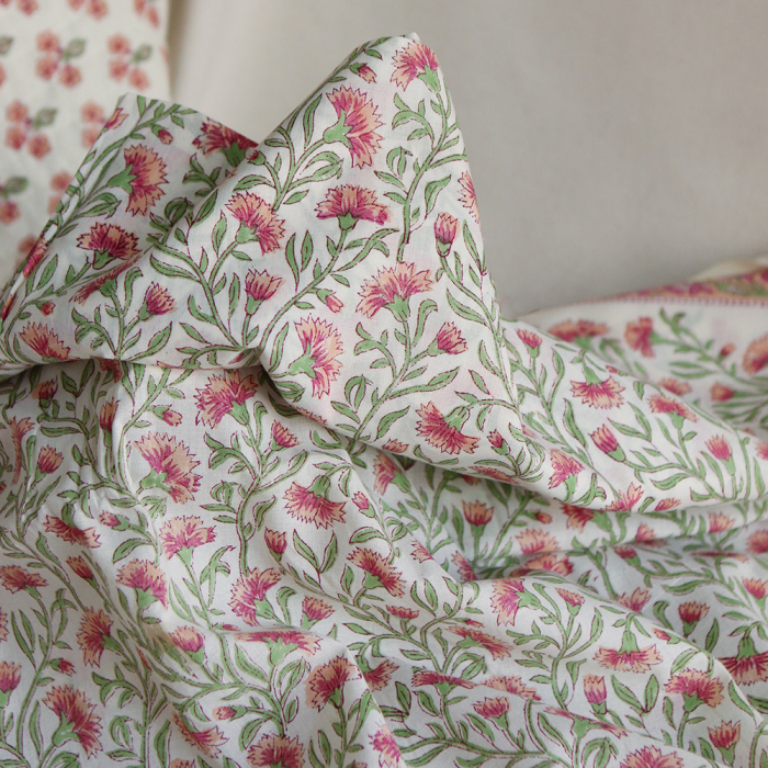 Jasmin - Tissu indien en coton imprimé main Hand Block Artisanal