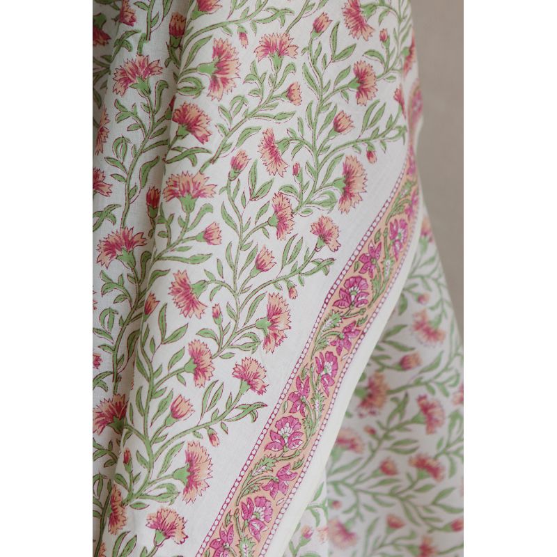 Jasmin - Tissu indien en coton imprimé main Hand Block Artisanal