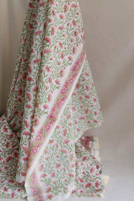 Jasmin - Tissu indien en coton imprimé main Hand Block Artisanal