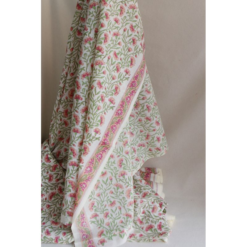 Jasmin - Tissu indien en coton imprimé main Hand Block Artisanal