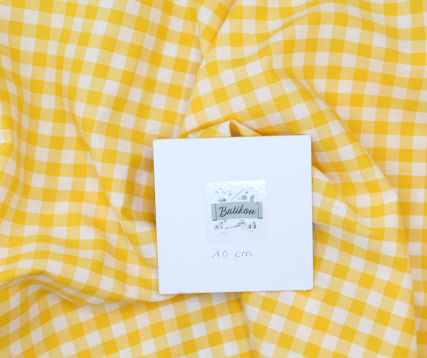 Coton vichy carreaux 10mm jaune citron