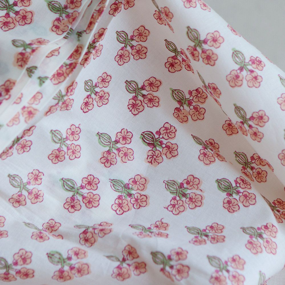 Reva - Tissu indien en coton imprimé main Hand Block Artisanal