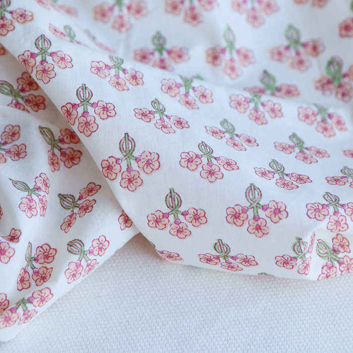 Reva - Tissu indien en coton imprimé main Hand Block Artisanal