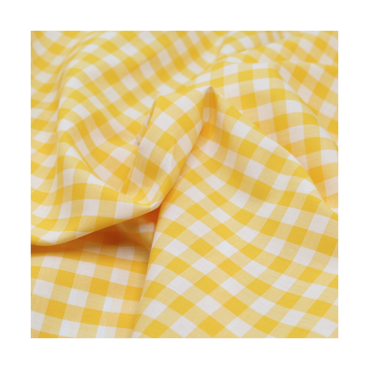 Coton vichy carreaux 10mm jaune citron Coton vichy carreaux 10mm jaune citron