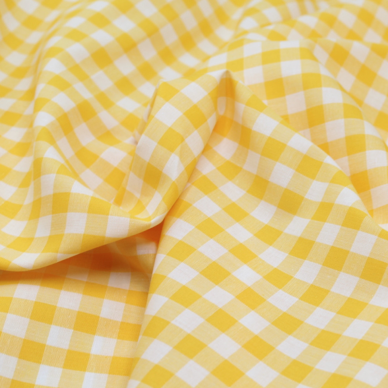 Coton vichy carreaux 10mm jaune citron