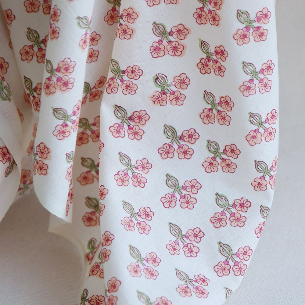 Reva - Tissu indien en coton imprimé main Hand Block Artisanal