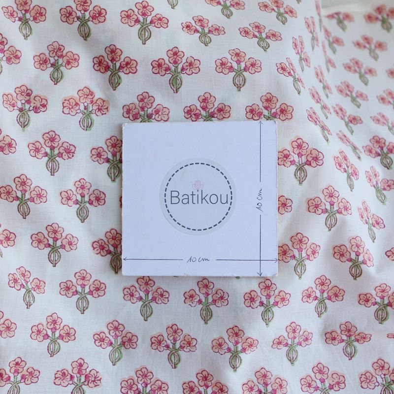 Reva - Tissu indien en coton imprimé main Hand Block Artisanal