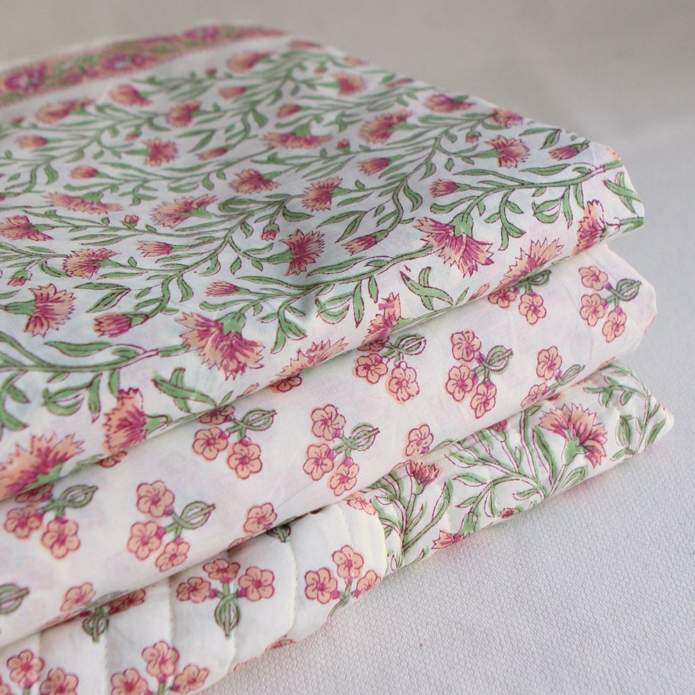 Reva - Tissu indien en coton imprimé main Hand Block Artisanal