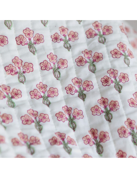 Jasmin - Tissu indien matelassé double face coton hand block largeur 100cm