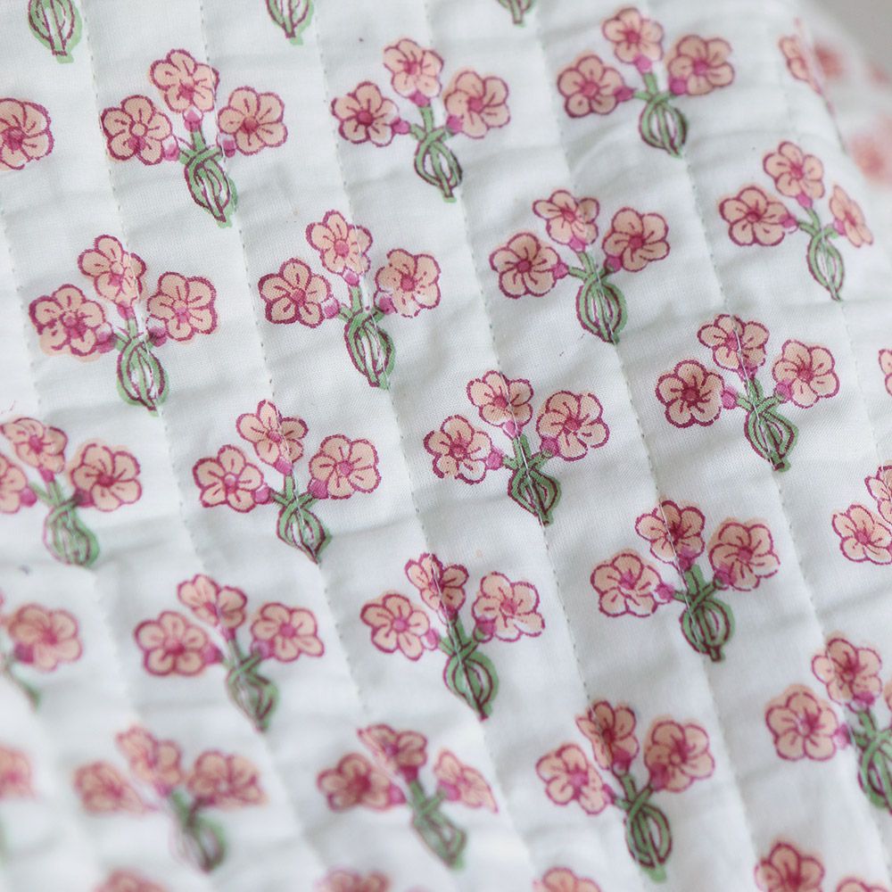 Jasmin - Tissu indien matelassé double face coton hand block largeur 100cm