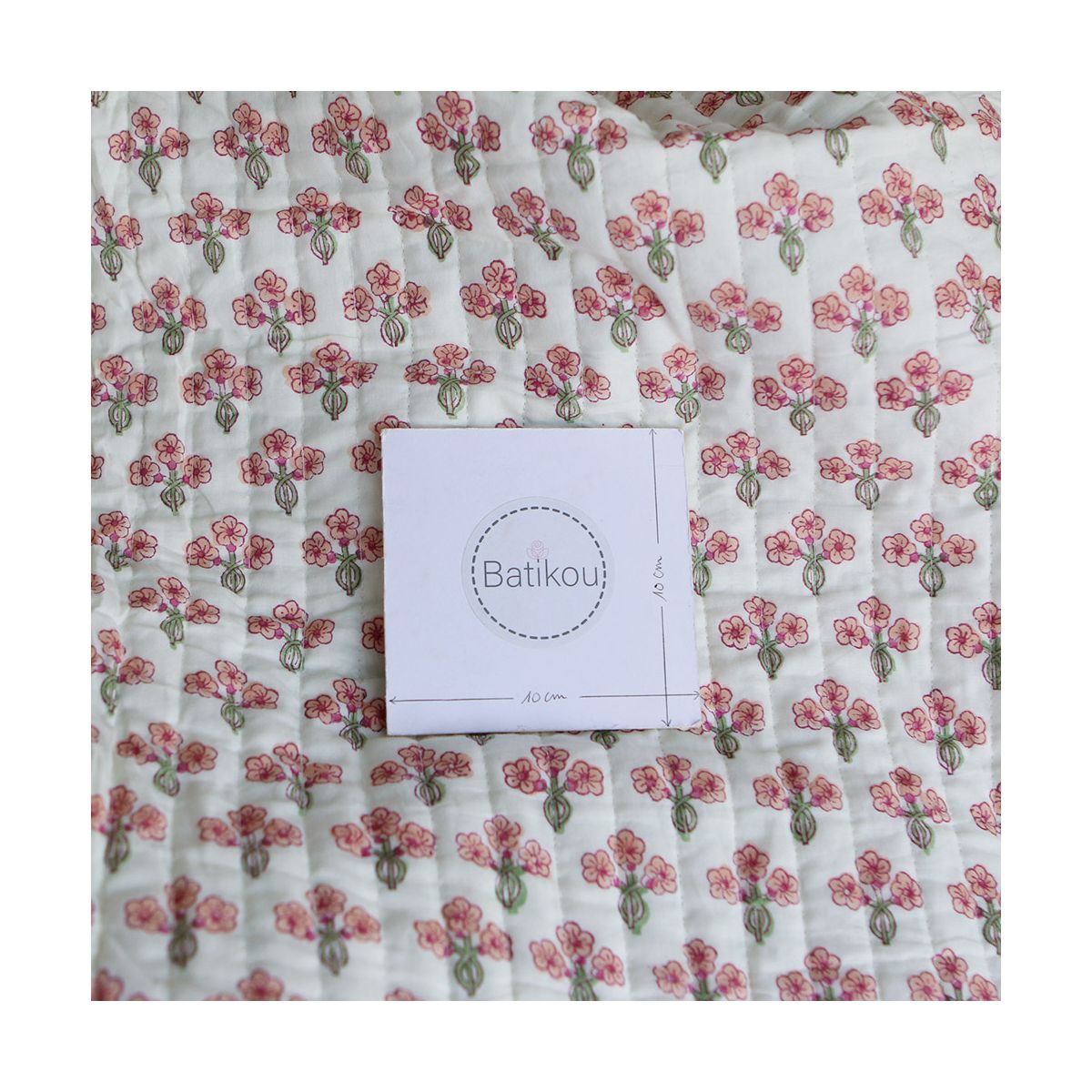 Jasmin - Tissu indien matelassé double face coton hand block largeur 100cm Jasmin - Tissu indien matelassé double face coton hand block largeur 100cm