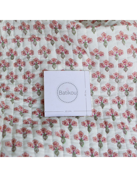 Jasmin - Tissu indien matelassé double face coton hand block largeur 100cm