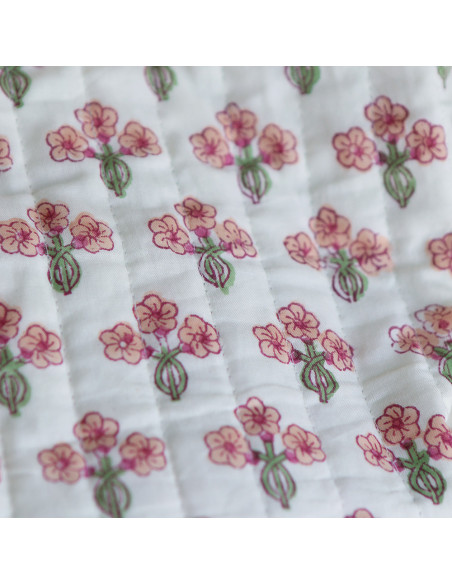 Jasmin - Tissu indien matelassé double face coton hand block largeur 100cm