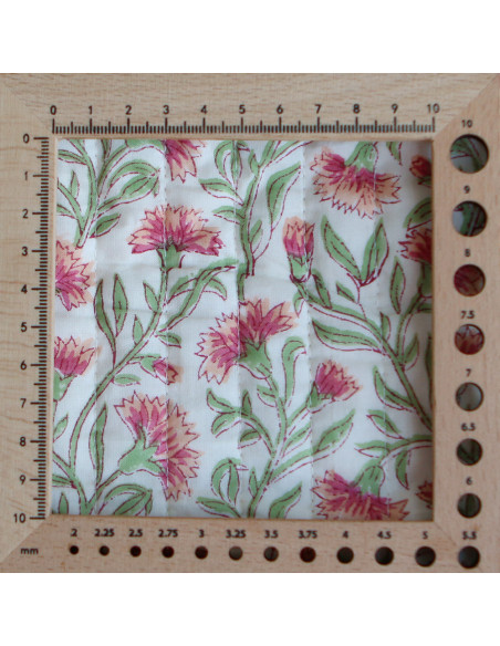 Jasmin - Tissu indien matelassé double face coton hand block largeur 100cm