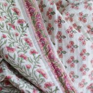 Jasmin - Tissu indien matelassé double face coton hand block largeur 100cm