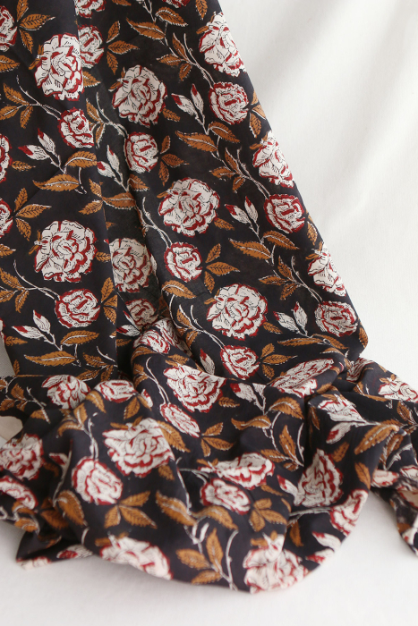 Surya - Tissu indien en coton imprimé main Hand Block Artisanal