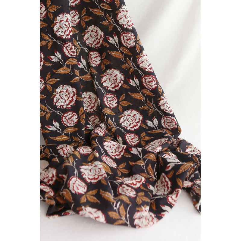 Surya - Tissu indien en coton imprimé main Hand Block Artisanal