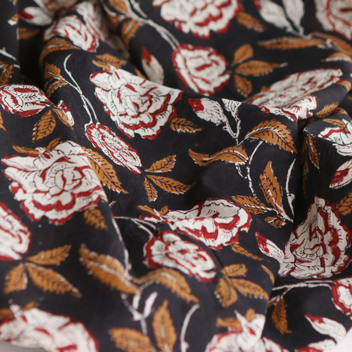 Surya - Tissu indien en coton imprimé main Hand Block Artisanal