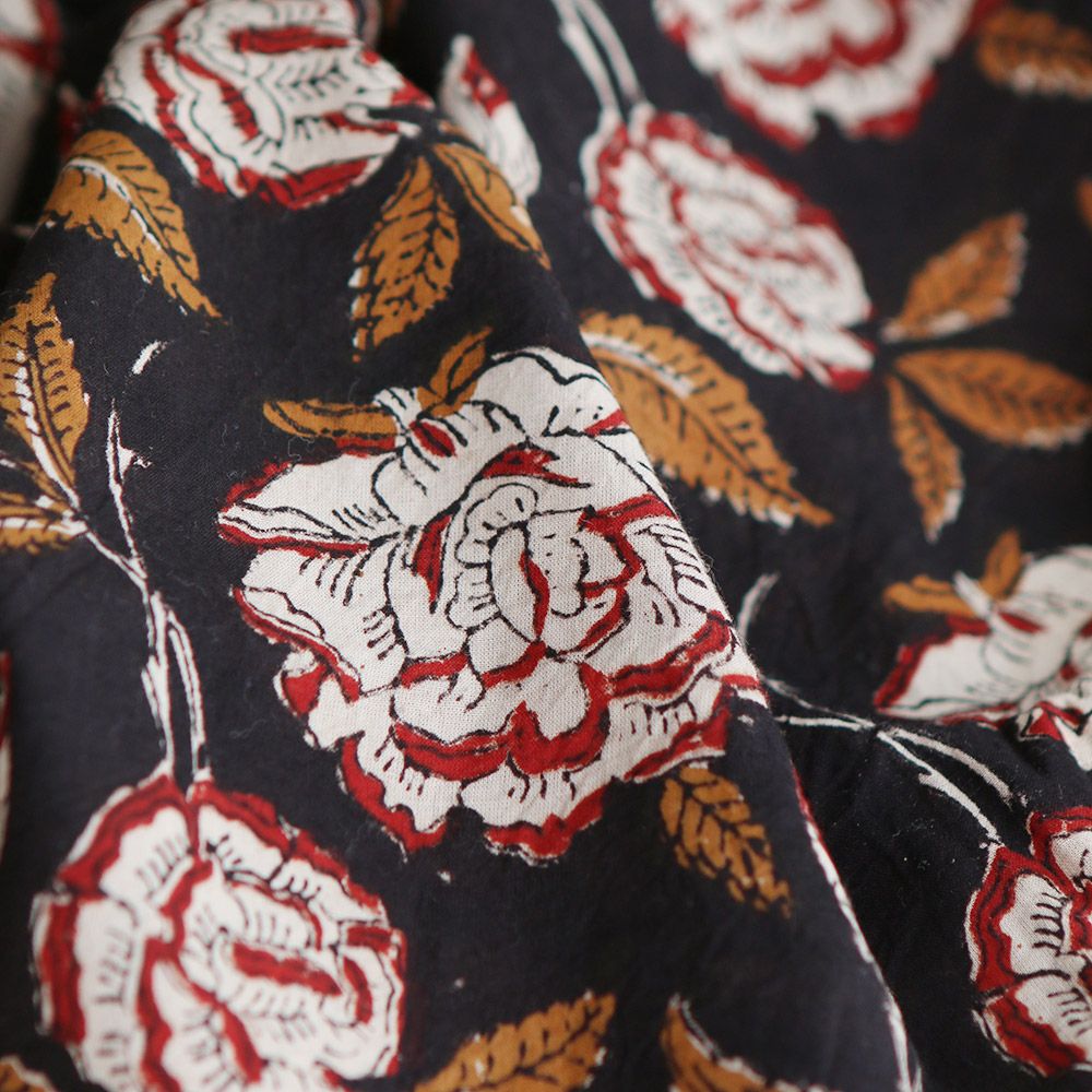 Surya - Tissu indien en coton imprimé main Hand Block Artisanal