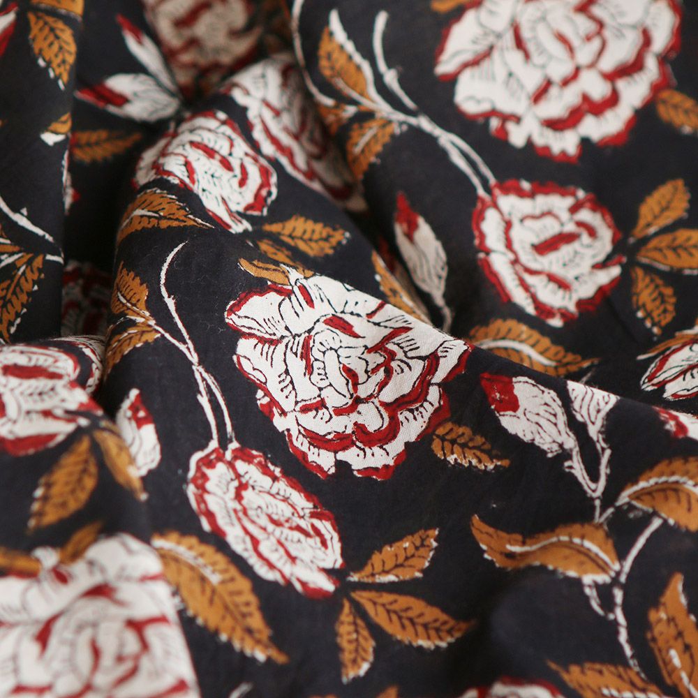 Surya - Tissu indien en coton imprimé main Hand Block Artisanal