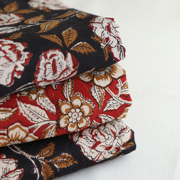 Surya - Tissu indien en coton imprimé main Hand Block Artisanal