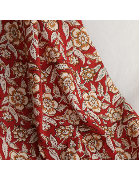 Laili - Tissu indien en coton imprimé main Hand Block Artisanal