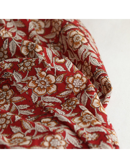 Laili - Tissu indien en coton imprimé main Hand Block Artisanal