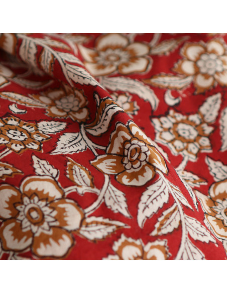 Laili - Tissu indien en coton imprimé main Hand Block Artisanal