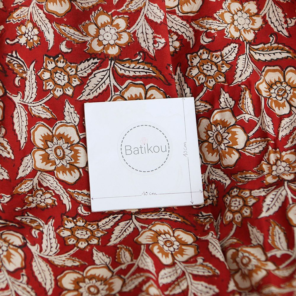 Laili - Tissu indien en coton imprimé main Hand Block Artisanal