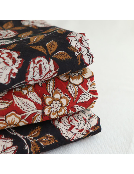 Laili - Tissu indien en coton imprimé main Hand Block Artisanal