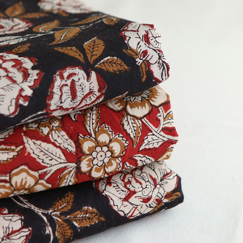 Laili - Tissu indien en coton imprimé main Hand Block Artisanal