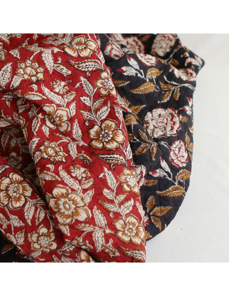 Laïli - Tissu indien matelassé double face coton hand block largeur 100cm