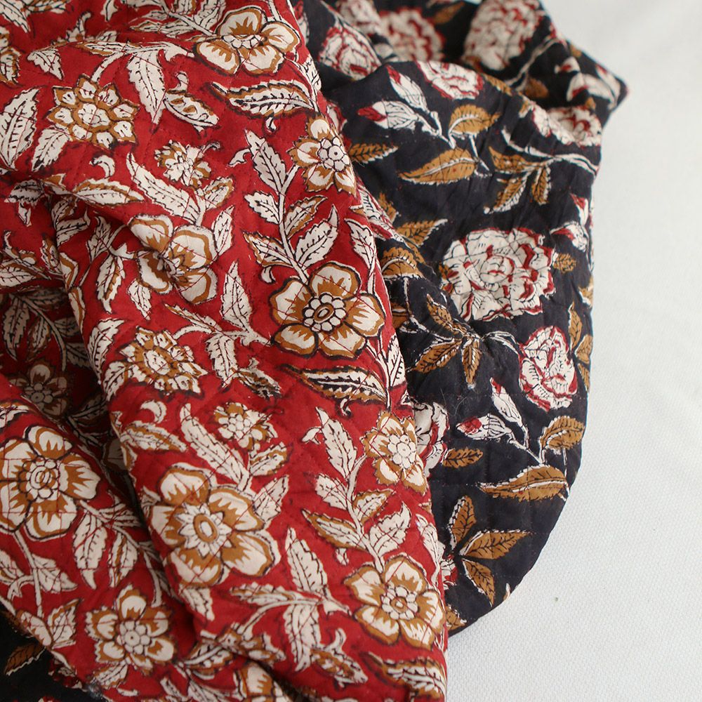 Laïli - Tissu indien matelassé double face coton hand block largeur 100cm