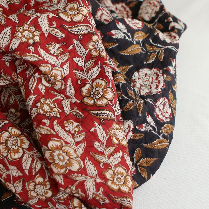 Laïli - Tissu indien matelassé double face coton hand block largeur 100cm