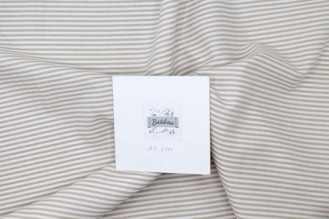 Popeline coton à rayures beige