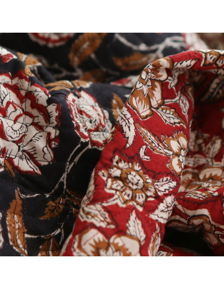 Laïli - Tissu indien matelassé double face coton hand block largeur 100cm