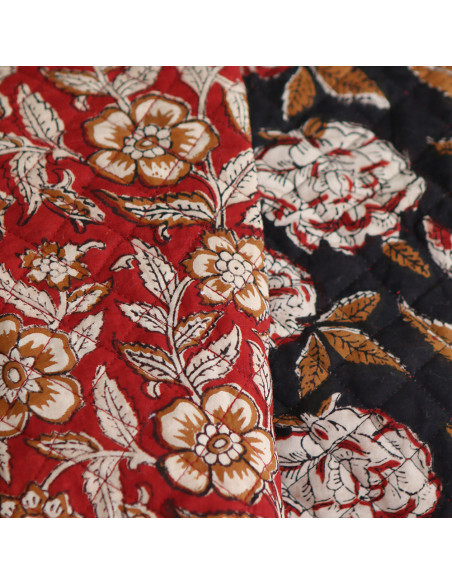 Laïli - Tissu indien matelassé double face coton hand block largeur 100cm