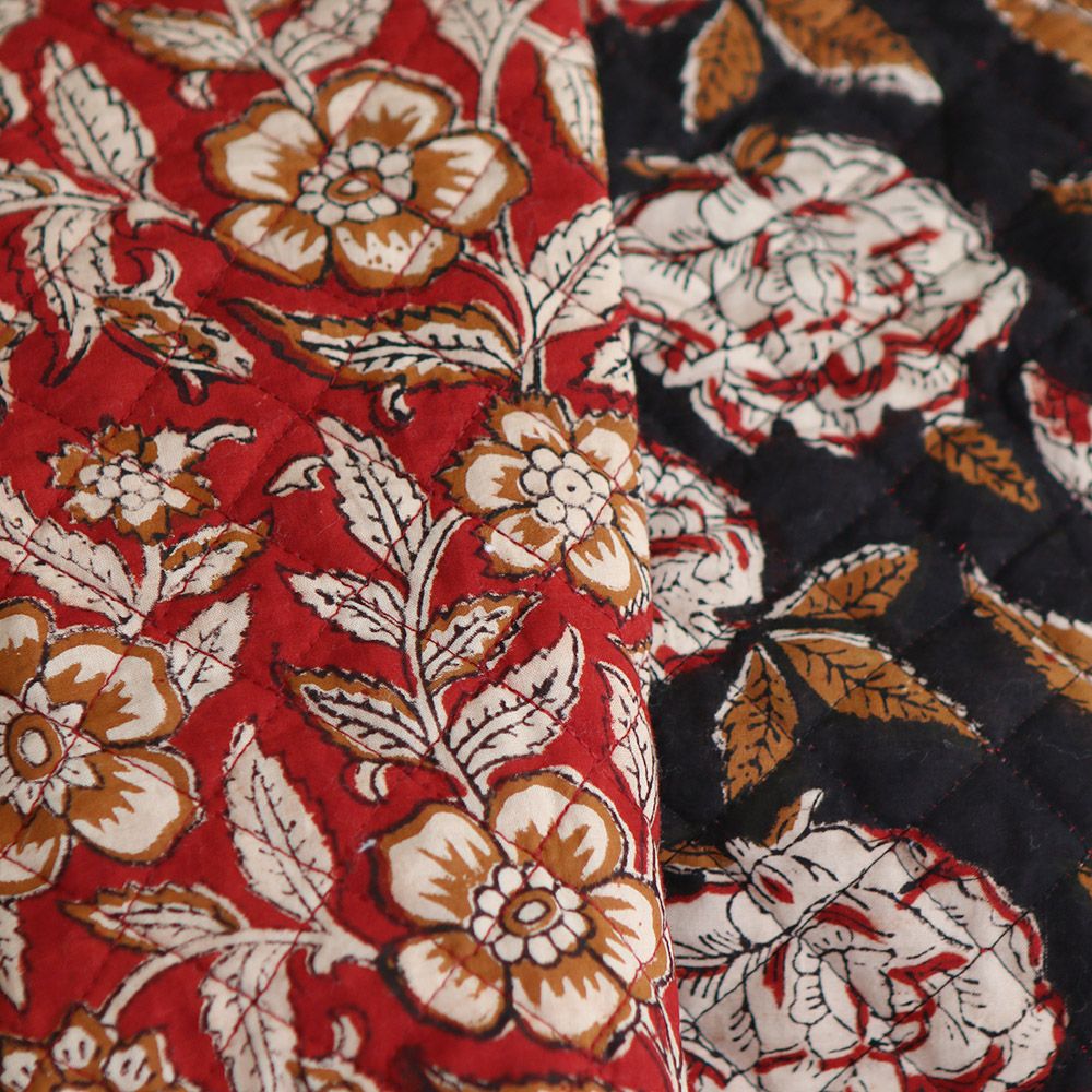 Laïli - Tissu indien matelassé double face coton hand block largeur 100cm