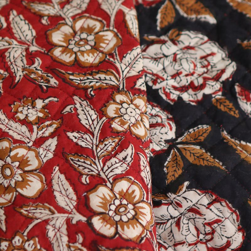 Laïli - Tissu indien matelassé double face coton hand block largeur 100cm