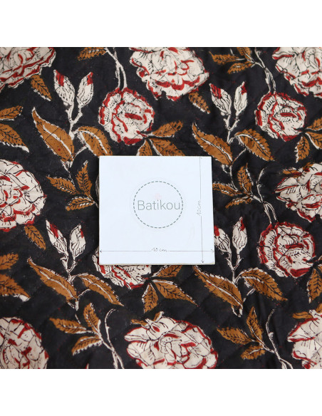 Laïli - Tissu indien matelassé double face coton hand block largeur 100cm