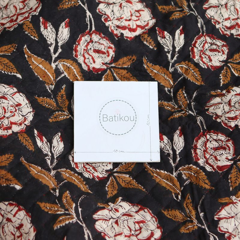 Laïli - Tissu indien matelassé double face coton hand block largeur 100cm