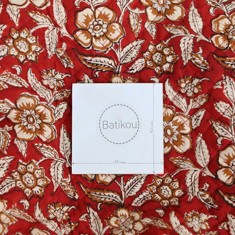 Laïli - Tissu indien matelassé double face coton hand block largeur 100cm