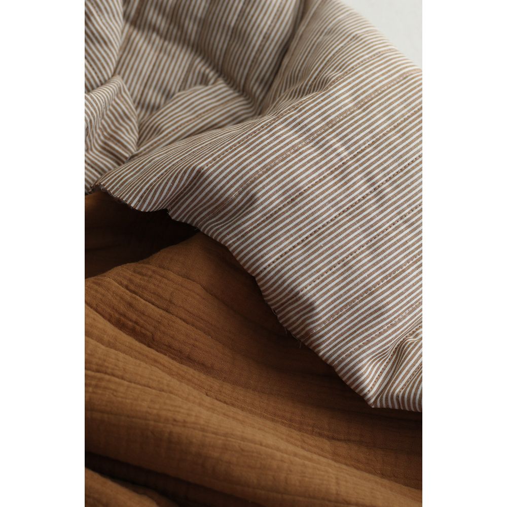 Country - Tissu matelassé double face havane / rayures ocre