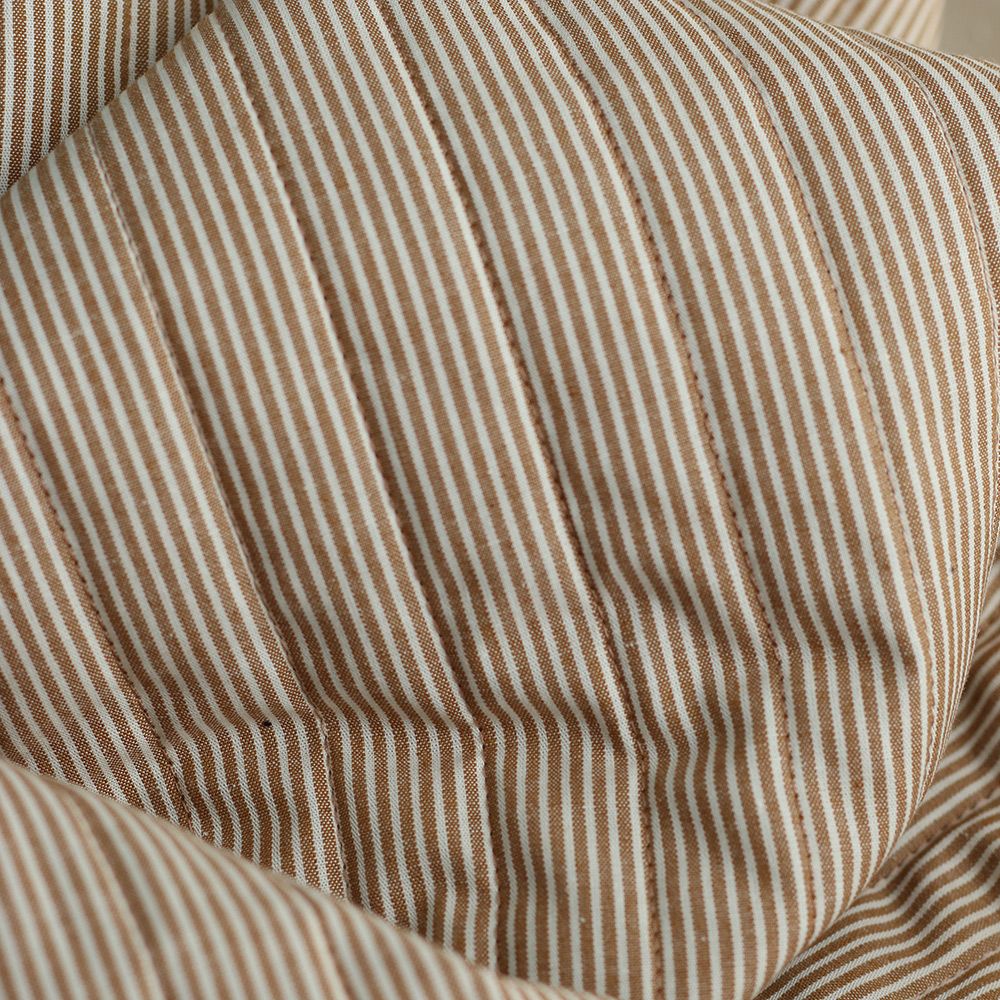 Country - Tissu matelassé double face havane / rayures ocre