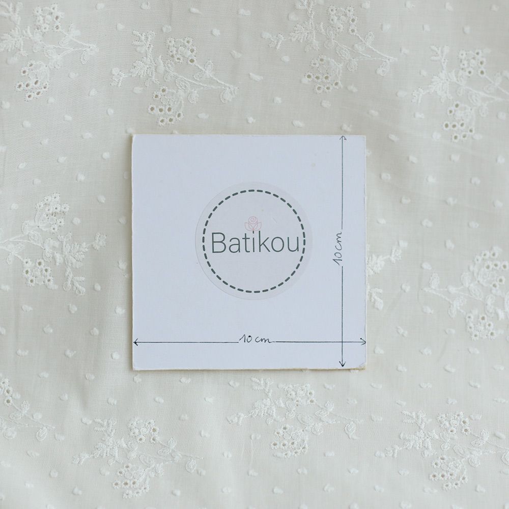 copy of Broderie anglaise voile de coton coloris blanc