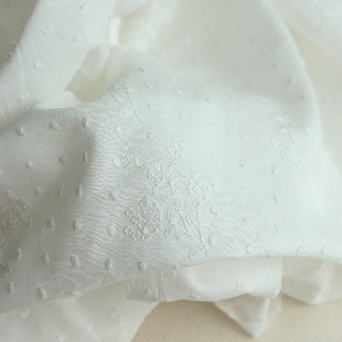 copy of Broderie anglaise voile de coton coloris blanc