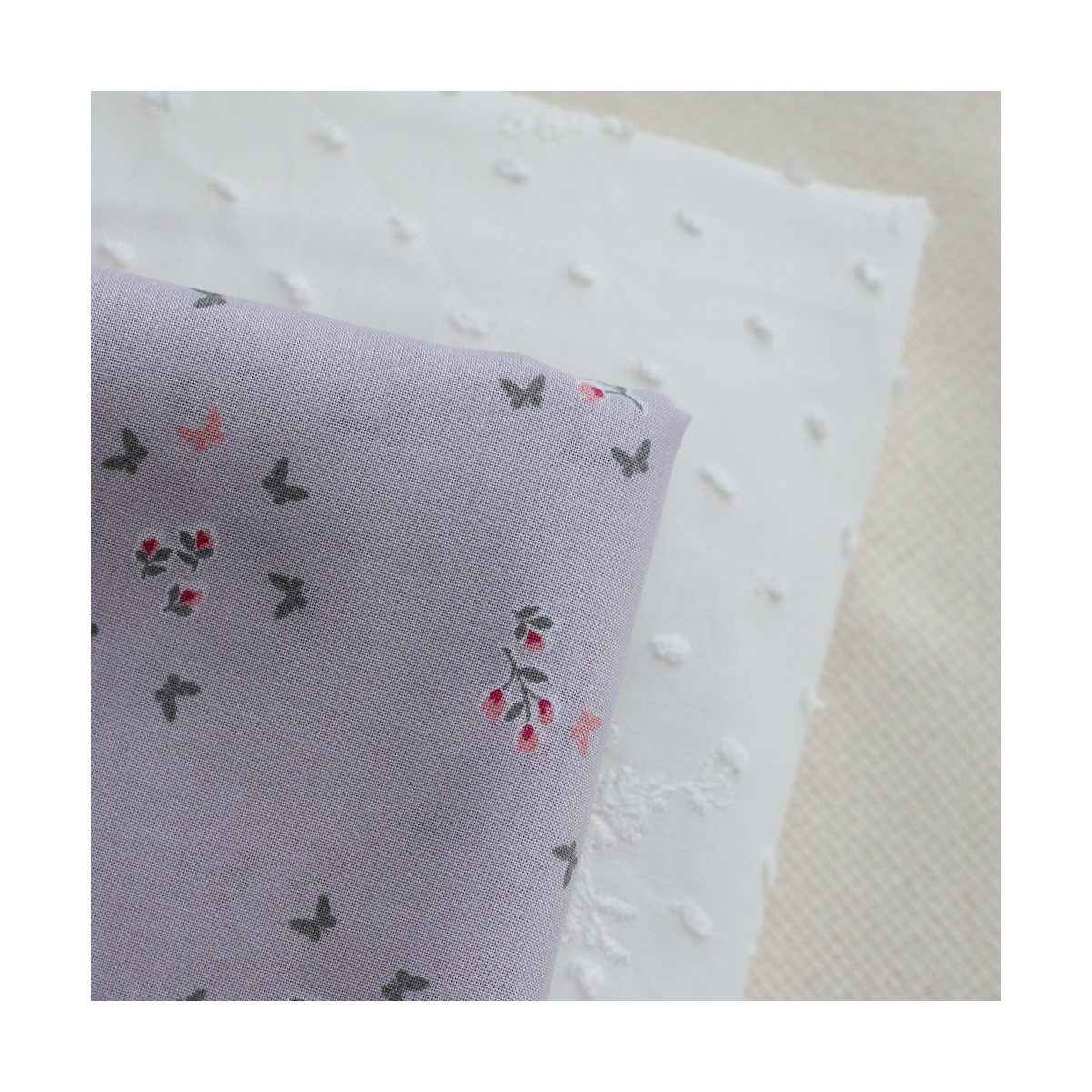 Broderie anglaise voile de coton coloris blanc cassé