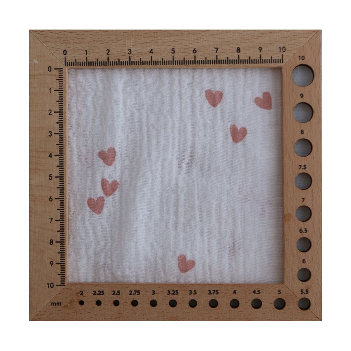 Corazon - Double gaze de coton petits coeurs rose fond blanc