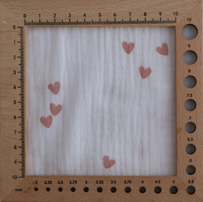 Corazon - Double gaze de coton petits coeurs rose fond blanc